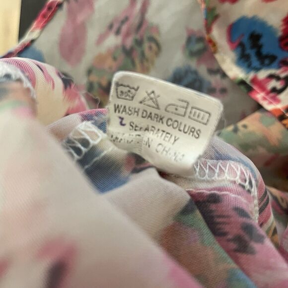 Chandelier Tank Crop Top M Pink Heart Back Floral Abstract Multicolor Y2K LF - Picture 6 of 7